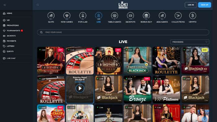 Loki Casino interface screenshot